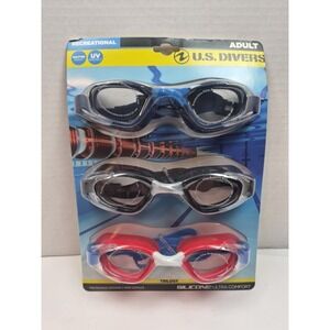 U.S. Divers Adult Swim Goggle Shatter Resistant UV Protect‎ Easy Adjust 3 Pack